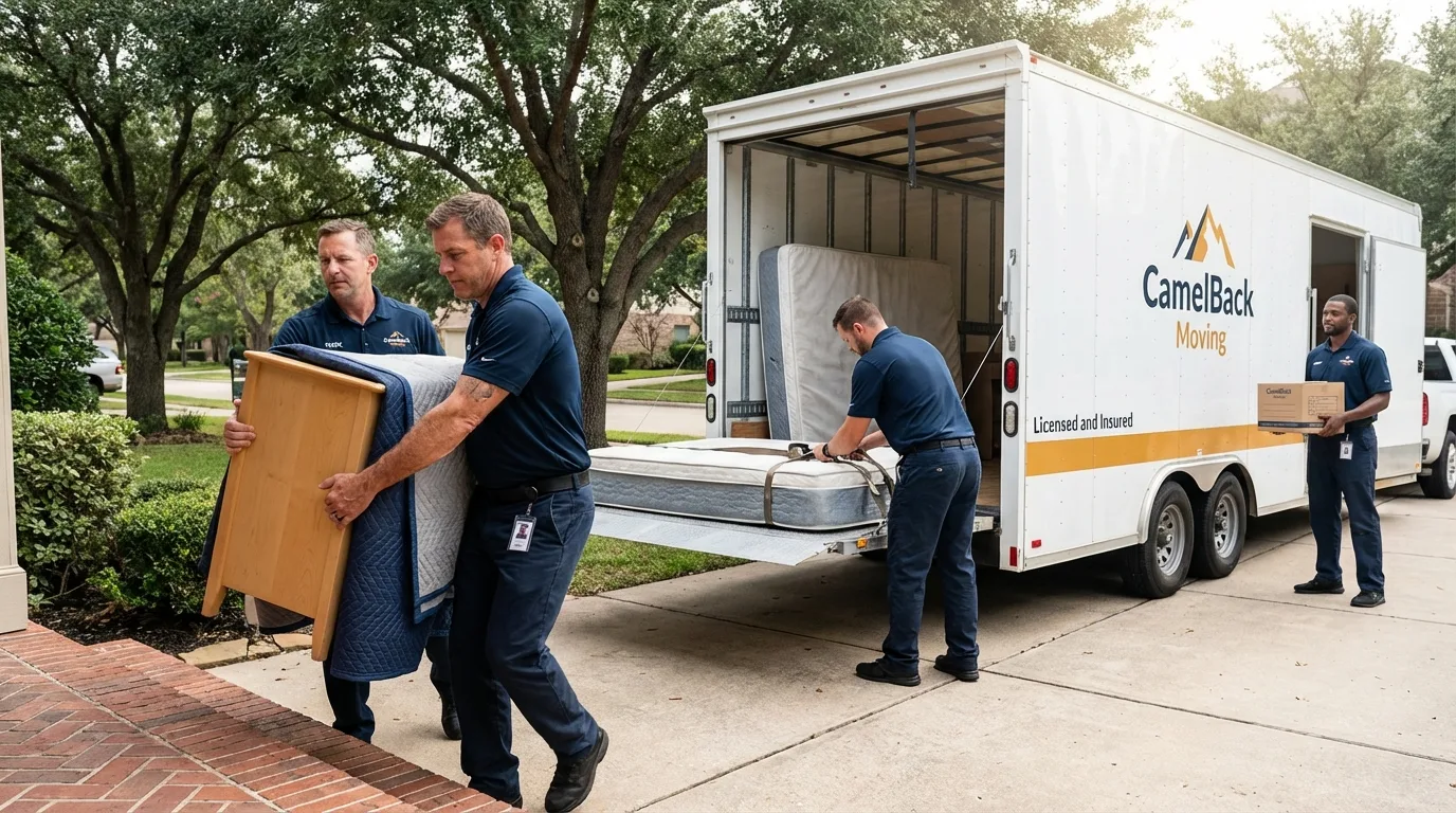 Crew loading residential truck for cross-state move from Ashland City, TN