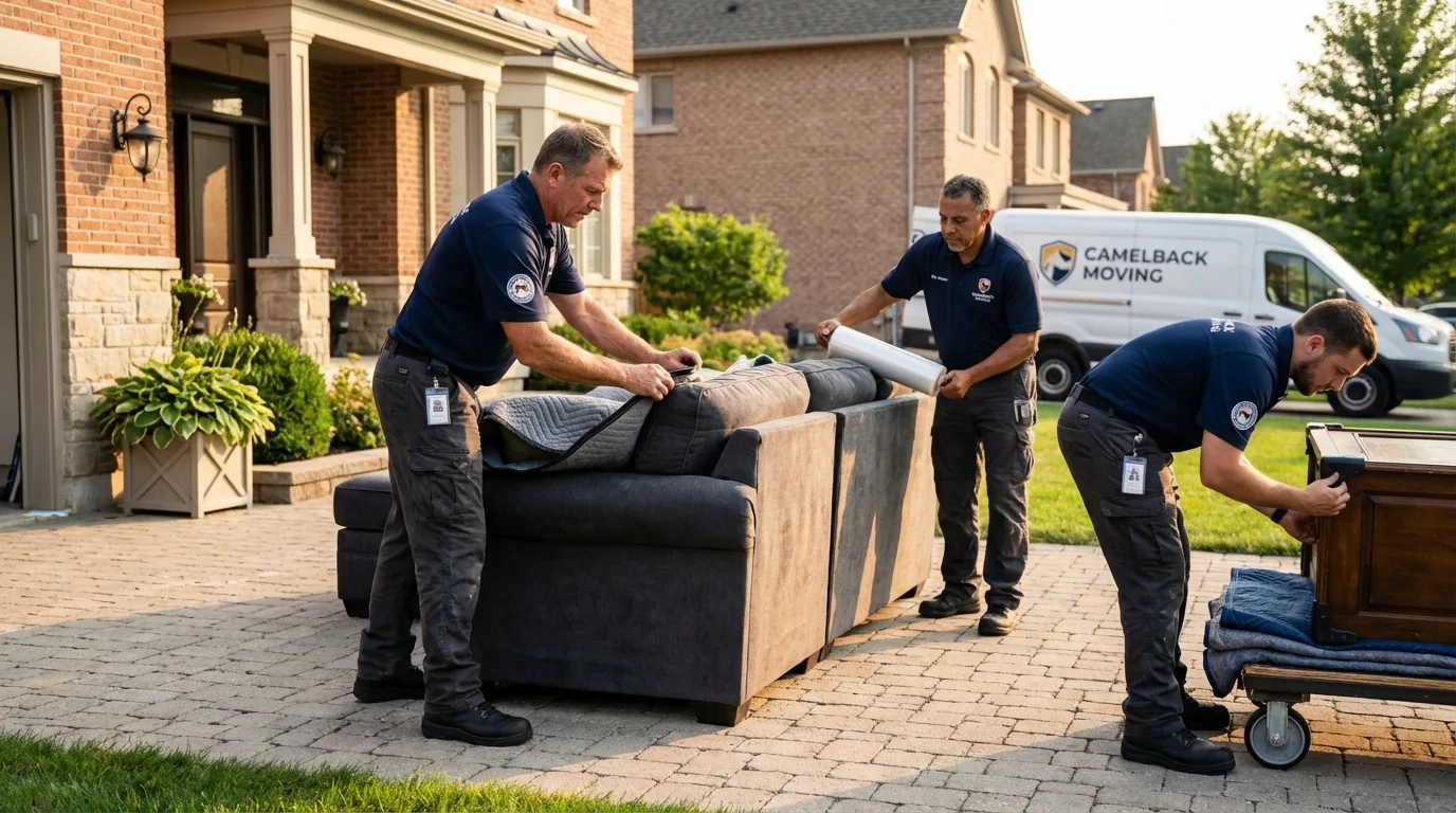 Large estate moving crew wrapping furniture in Ashland City, TN