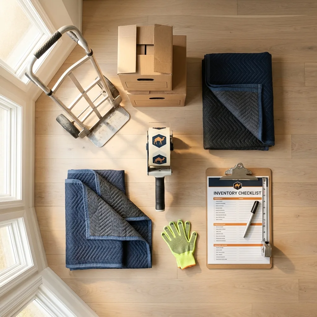 Professional moving supplies and packing materials layout for Ashland City residential relocations